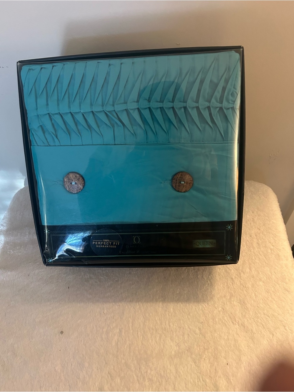 Clara Clark Turquoise Pleated Queen Sheet Set